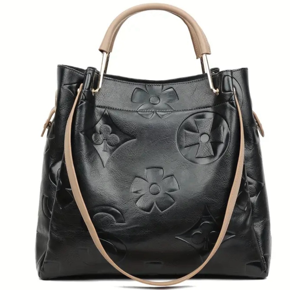 Elegant Fashion Flower Embossed Satchel Bag